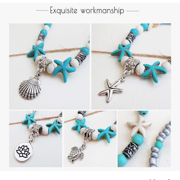 Beach Themed Ankle Bracelets for Women Layered Adjustable Anklets Foot Jewelry - Picture 6 of 8